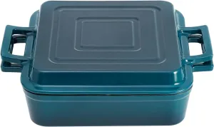 Cast Iron Rectangular Dutch Oven Cast Iron Pan with Skillet Lid 9"X9"Casserole Dishes for Oven 2-In-1 Lasagna Pan set