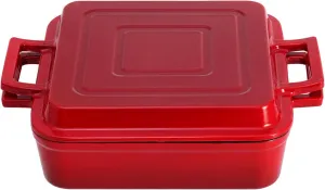 Cast Iron Rectangular Dutch Oven Cast Iron Pan with Skillet Lid 9"X9"Casserole Dishes for Oven 2-In-1 Lasagna Pan set