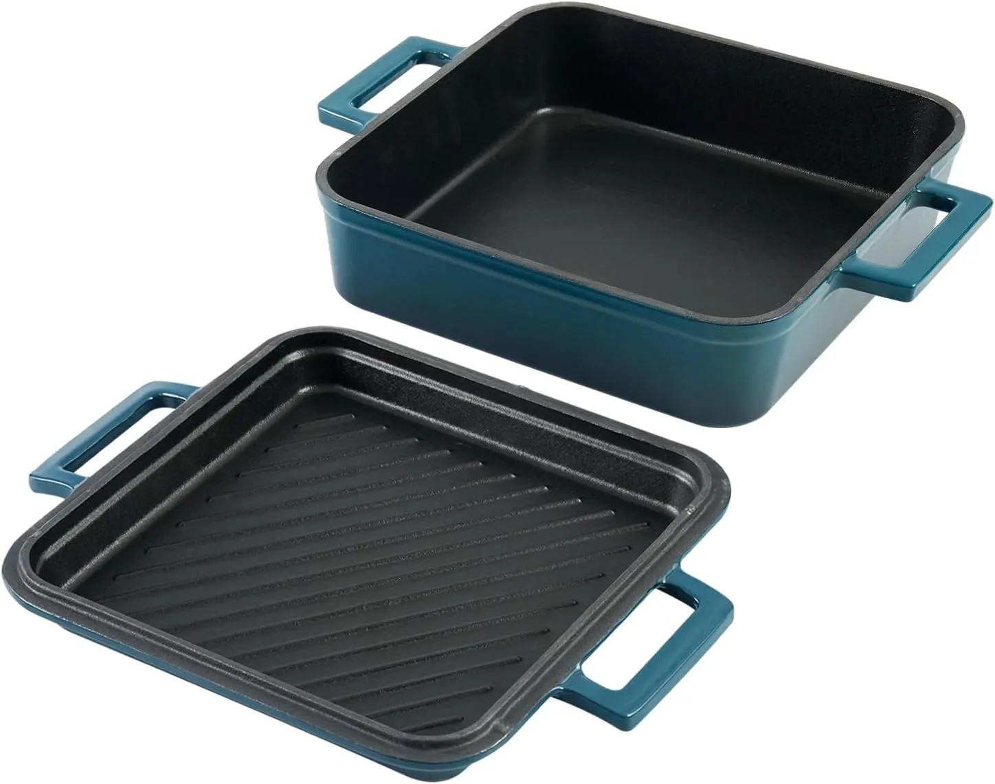Cast Iron Rectangular Dutch Oven Cast Iron Pan with Skillet Lid 9"X9"Casserole Dishes for Oven 2-In-1 Lasagna Pan set