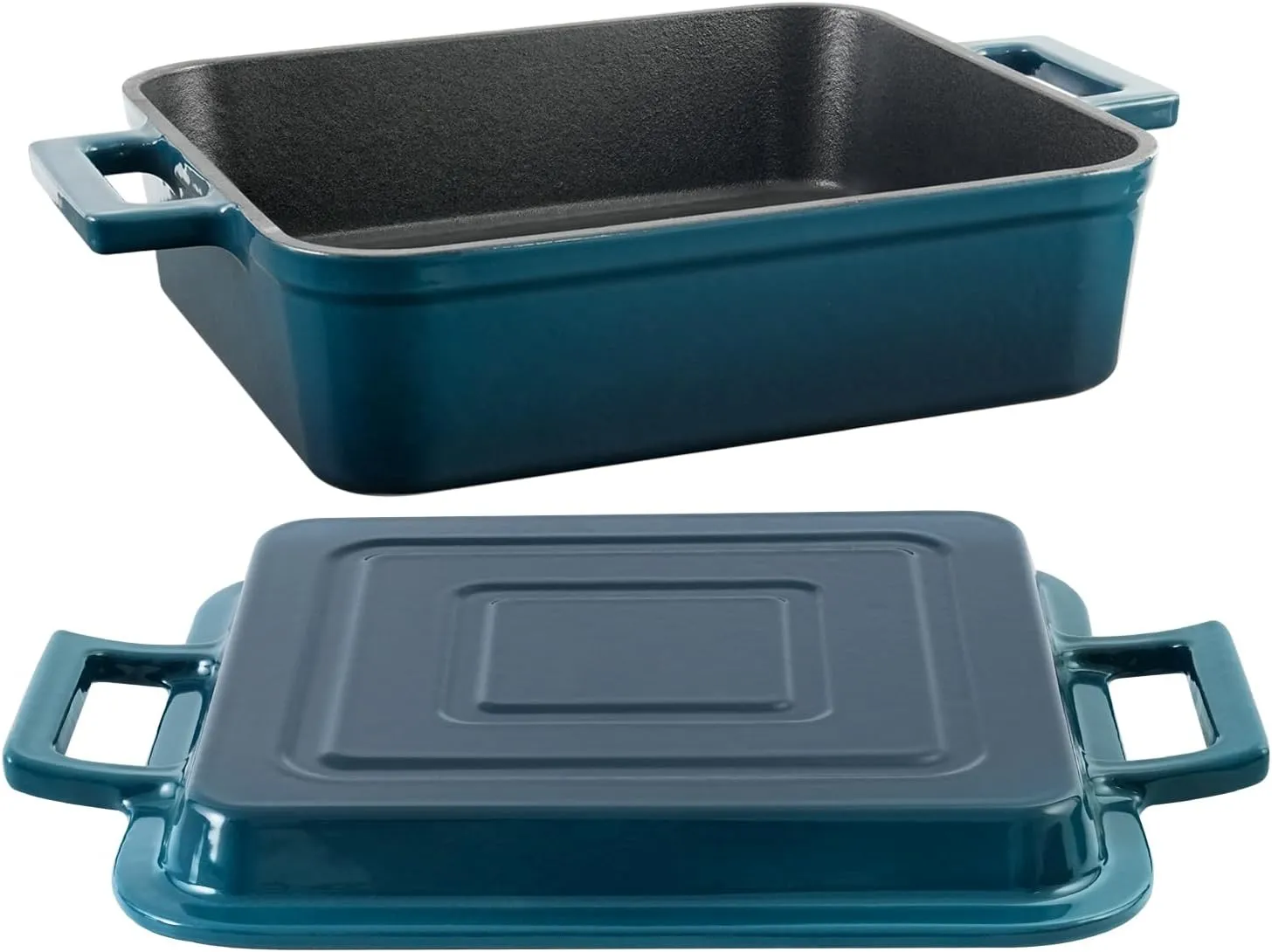 Cast Iron Rectangular Dutch Oven Cast Iron Pan with Skillet Lid 9"X9"Casserole Dishes for Oven 2-In-1 Lasagna Pan set