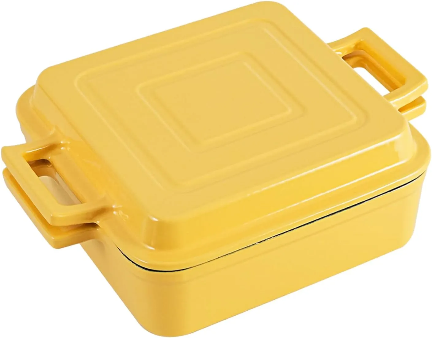 Cast Iron Rectangular Dutch Oven Cast Iron Pan with Skillet Lid 9"X9"Casserole Dishes for Oven 2-In-1 Lasagna Pan set