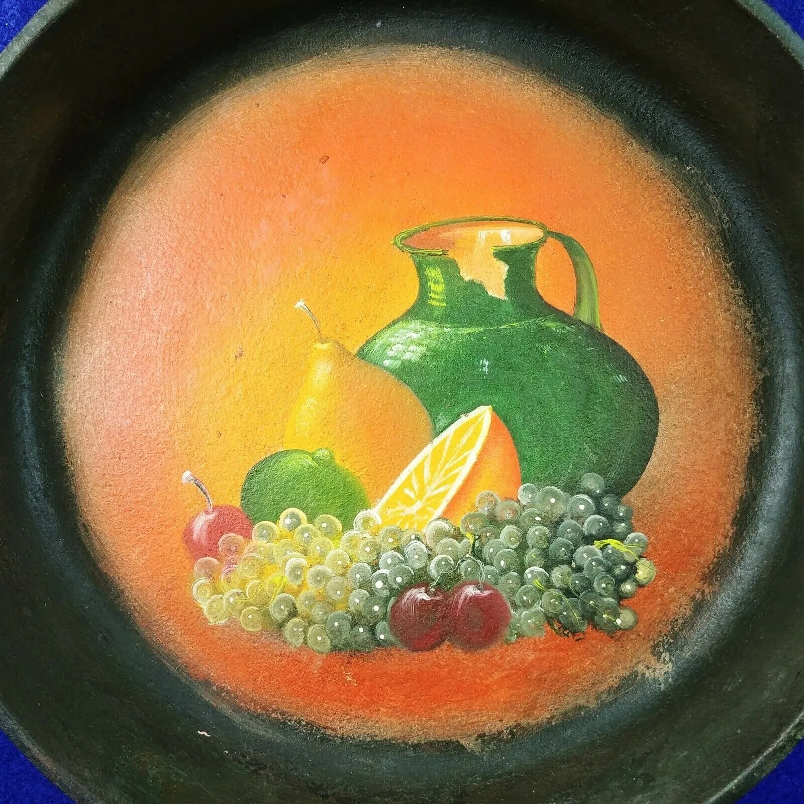 Cast Iron Skillet Art with Easel Hand Painted Fruit Design Decoration Only