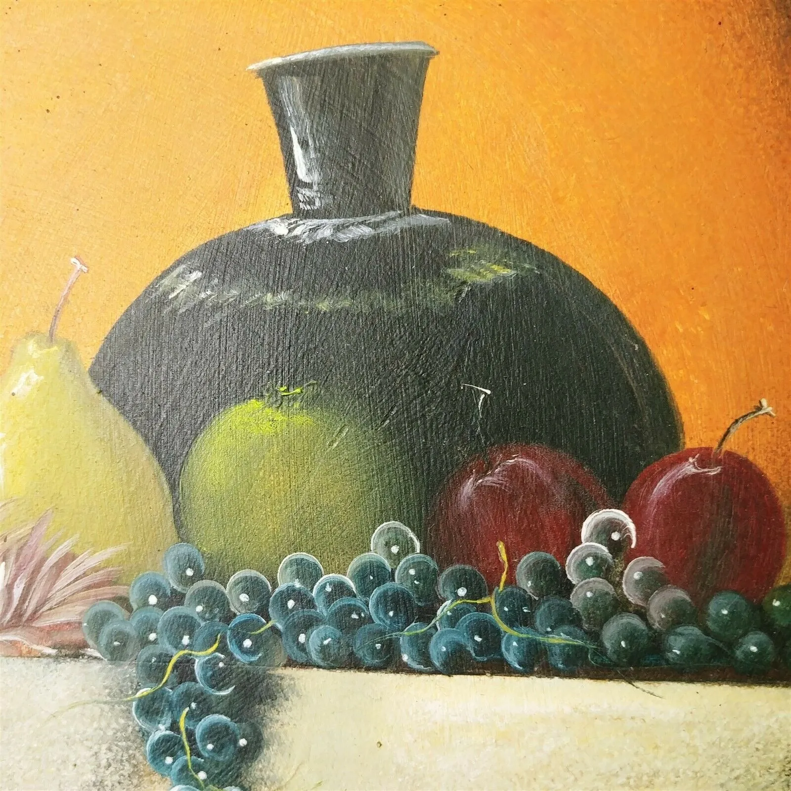 Cast Iron Skillet Hand Painted Art Fruit Design Separate Easel Decoration Only