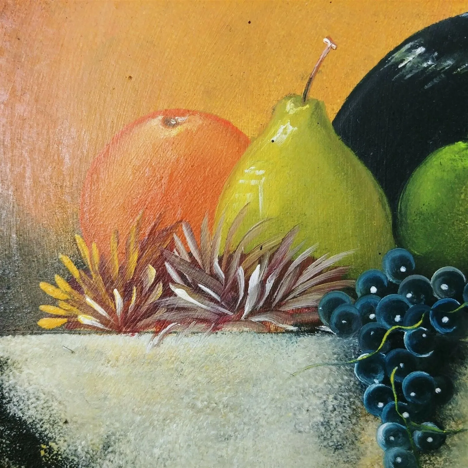 Cast Iron Skillet Hand Painted Art Fruit Design Separate Easel Decoration Only