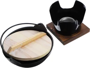 Cast Iron Sukiyaki Pot Outdoor Cooking Camping Non-stick Pot for Easy Wash Use
