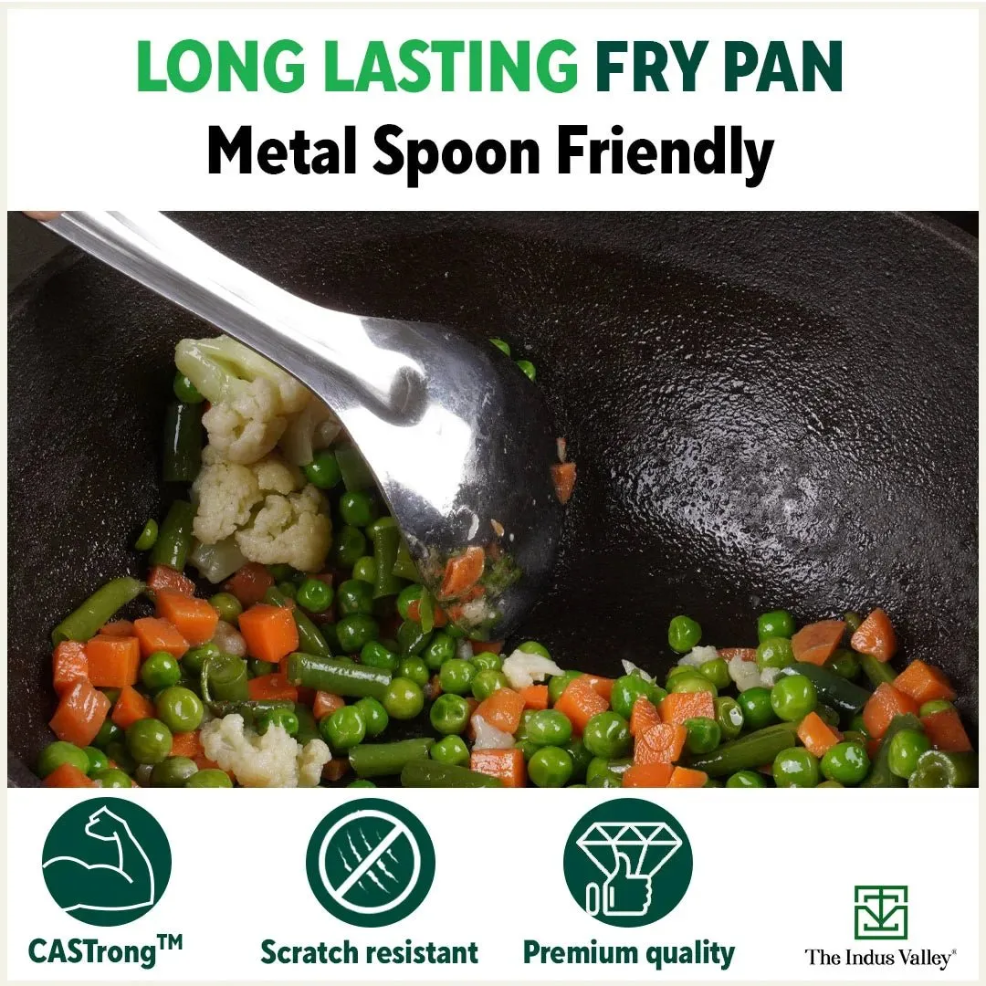 CASTrong Cast Iron Fry Pan, Pre-seasoned, Nonstick, 100% Pure, Toxin-free, Induction, 25.4cm, 1.9L, 2.9kg