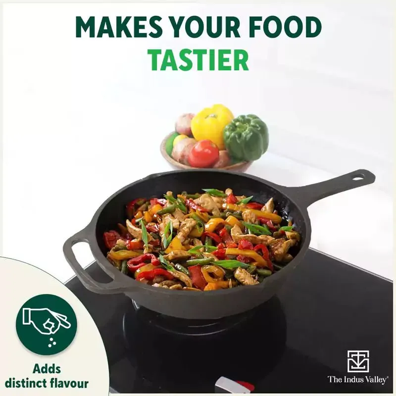 CASTrong Cast Iron Fry Pan, Pre-seasoned, Nonstick, 100% Pure, Toxin-free, Induction, 25.4cm, 1.9L, 2.9kg