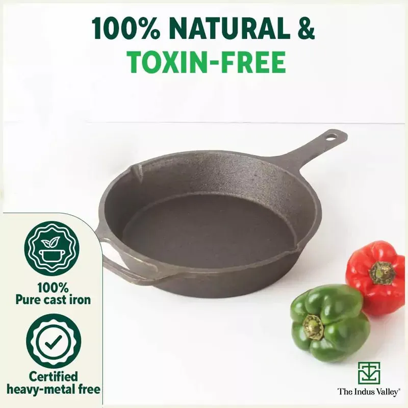 CASTrong Cast Iron Fry Pan, Pre-seasoned, Nonstick, 100% Pure, Toxin-free, Induction, 25.4cm, 1.9L, 2.9kg