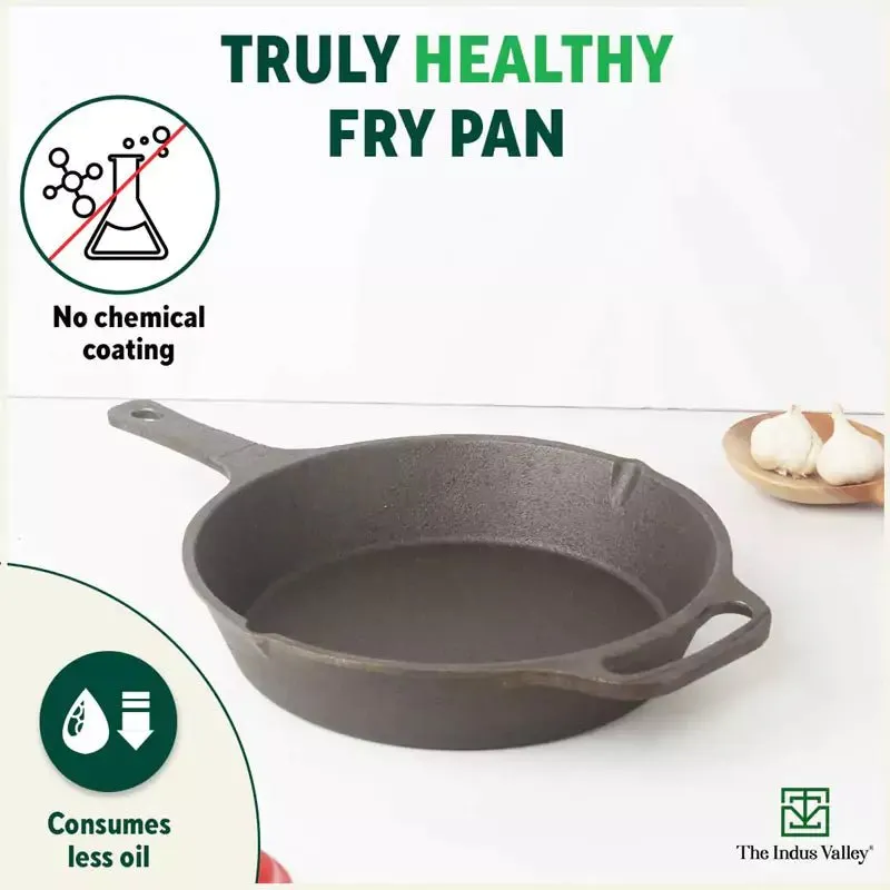 CASTrong Cast Iron Fry Pan, Pre-seasoned, Nonstick, 100% Pure, Toxin-free, Induction, 25.4cm, 1.9L, 2.9kg