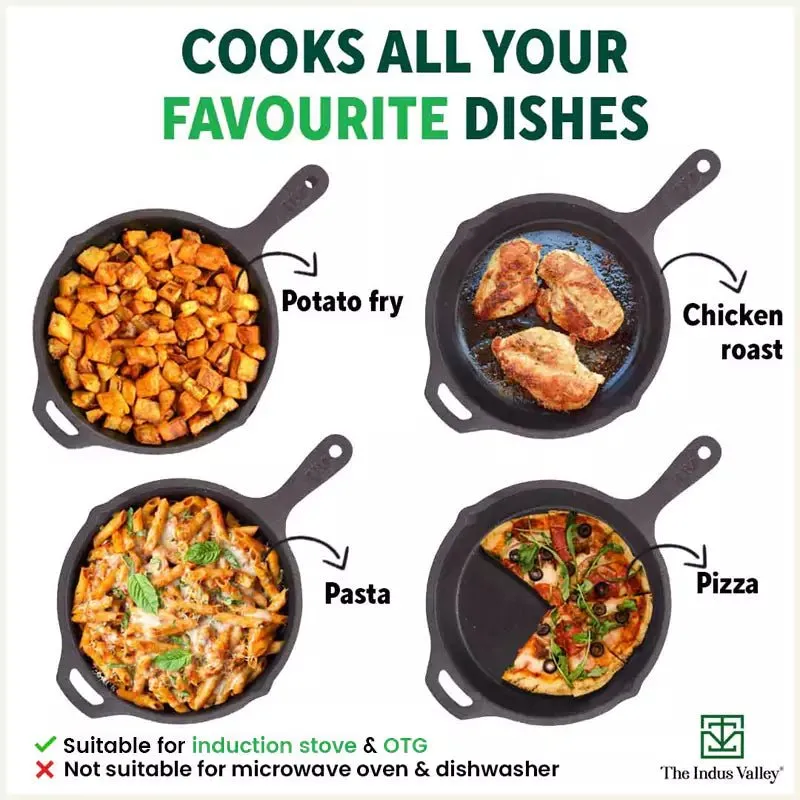 CASTrong Cast Iron Fry Pan, Pre-seasoned, Nonstick, 100% Pure, Toxin-free, Induction, 25cm, 1.6L, 2.4kg