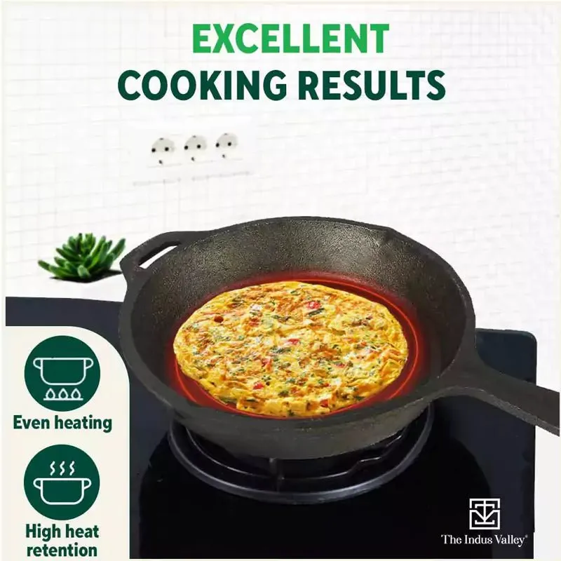 CASTrong Cast Iron Fry Pan, Pre-seasoned, Nonstick, 100% Pure, Toxin-free, Induction, 25cm, 1.6L, 2.4kg