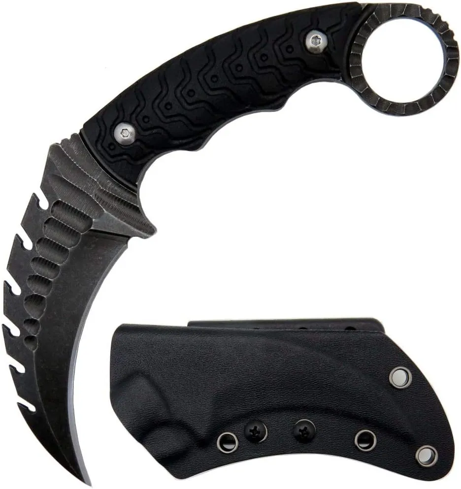 Ccanku C1110 Fixed Blade Knife,D2 Steel Blade G10 Handle Outdoor Camping Knives,EDC Tool Knifes with Kydex Sheaths(Black)
