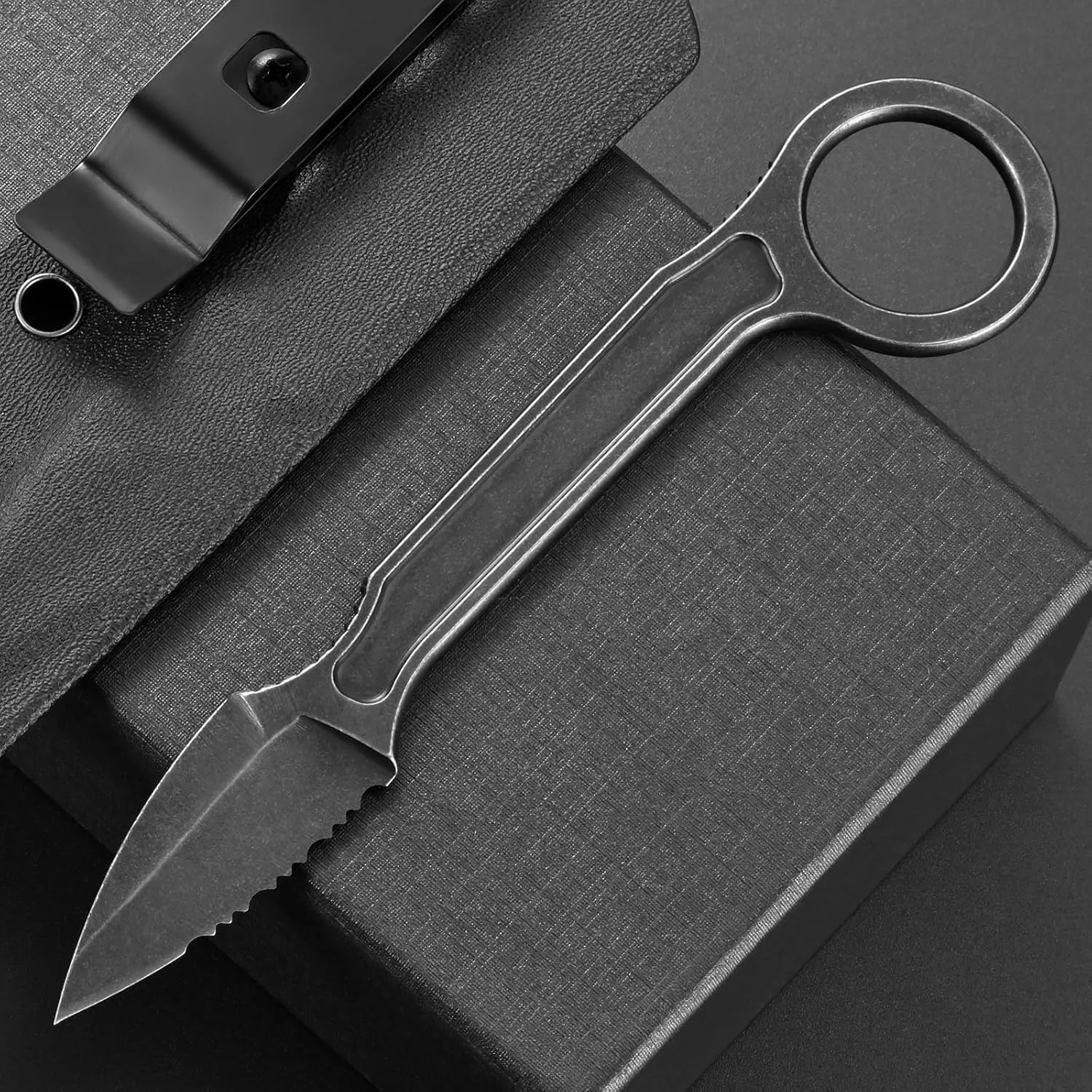 Ccanku C1134 Fixed Blade Knife,D2 Blade Stainless Steel Handle EDC Tool Knife for Survival, Camping Outdoor with K Sheath(Jagged)