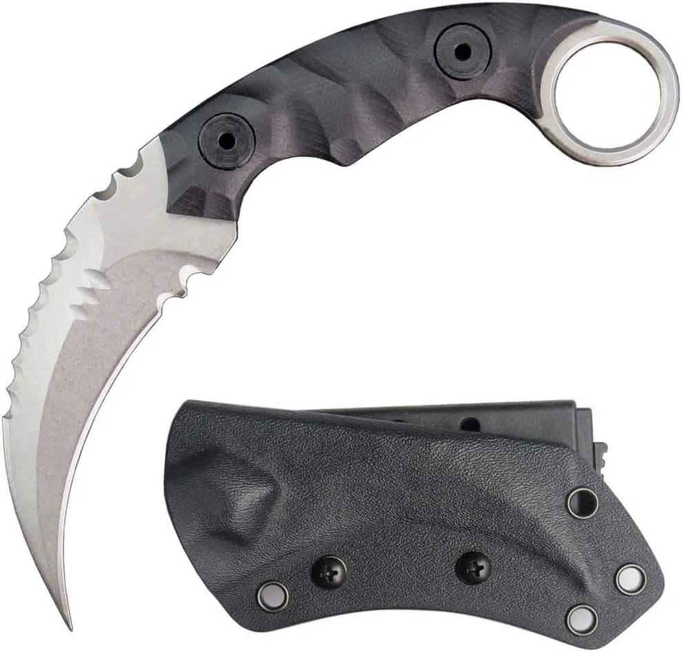 Ccanku C1691 Fixed Blade Knife D2 Steel G10 Handle 4 Inches,Outdoor Survival Claw Teeth Knife,Camping EDC Tools