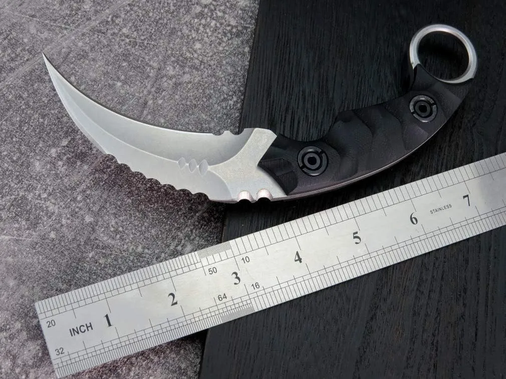 Ccanku C1691 Fixed Blade Knife D2 Steel G10 Handle 4 Inches,Outdoor Survival Claw Teeth Knife,Camping EDC Tools