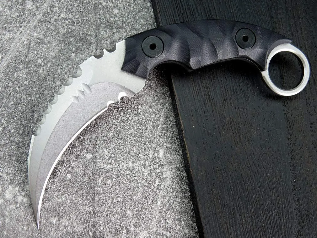 Ccanku C1691 Fixed Blade Knife D2 Steel G10 Handle 4 Inches,Outdoor Survival Claw Teeth Knife,Camping EDC Tools