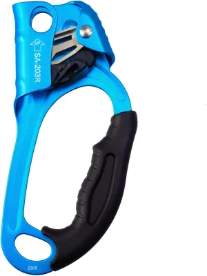 CE Hand Ascender,140kgs Rappelling Gear Equipment with Ergonomic Rubber Handle for Rock Climbing Tree Arborist, Climbing Rescue Caving, Mountaineering, 8~13MM Rope, 4kN,Right/Left Hand