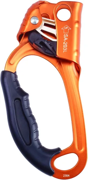 CE Hand Ascender,140kgs Rappelling Gear Equipment with Ergonomic Rubber Handle for Rock Climbing Tree Arborist, Climbing Rescue Caving, Mountaineering, 8~13MM Rope, 4kN,Right/Left Hand