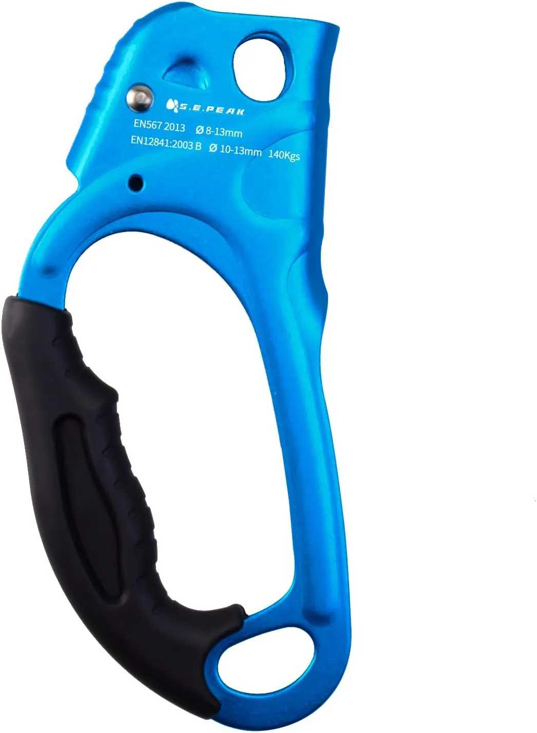 CE Hand Ascender,140kgs Rappelling Gear Equipment with Ergonomic Rubber Handle for Rock Climbing Tree Arborist, Climbing Rescue Caving, Mountaineering, 8~13MM Rope, 4kN,Right/Left Hand