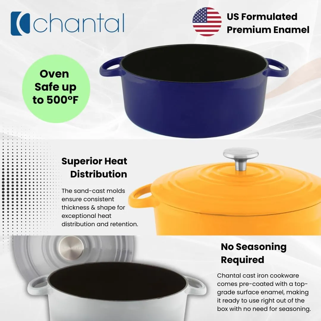 Chantal Cast Iron Dutch Oven, 3 qt, US Formulated Premium Enamel, Fade Grey