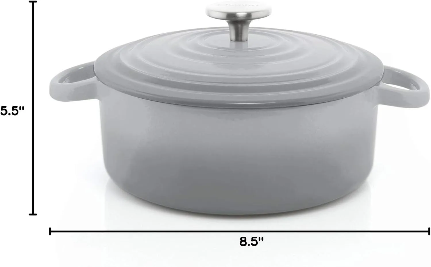Chantal Cast Iron Dutch Oven, 3 qt, US Formulated Premium Enamel, Fade Grey