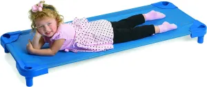 Children’s Factory Value Line Fully Assembled Stackable Toddler Cots for Sleeping, Naptime, Preschool, Standard Size, Blue
