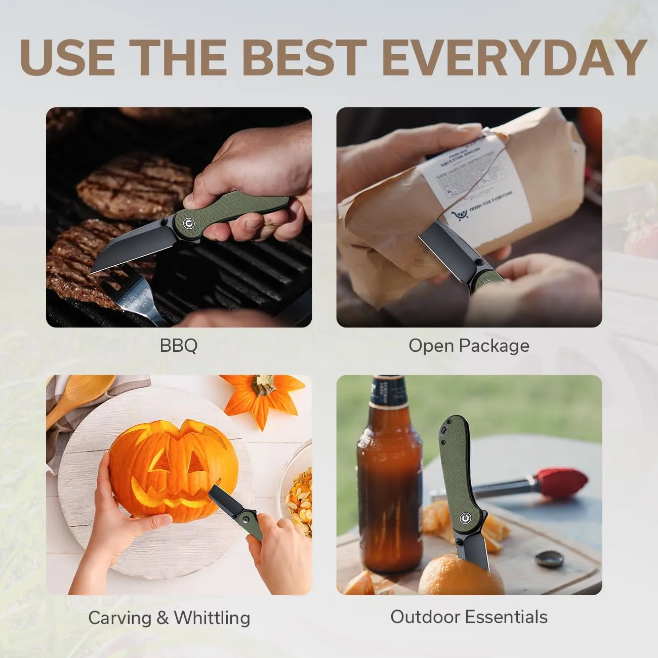 CIVIVI Pocket Knife - Elementum Folding Knife with 2.97'' Nitro-V Wharncliffe Blade G10 Handle, Ideal for Outdoor EDC Gift C18062AF-2