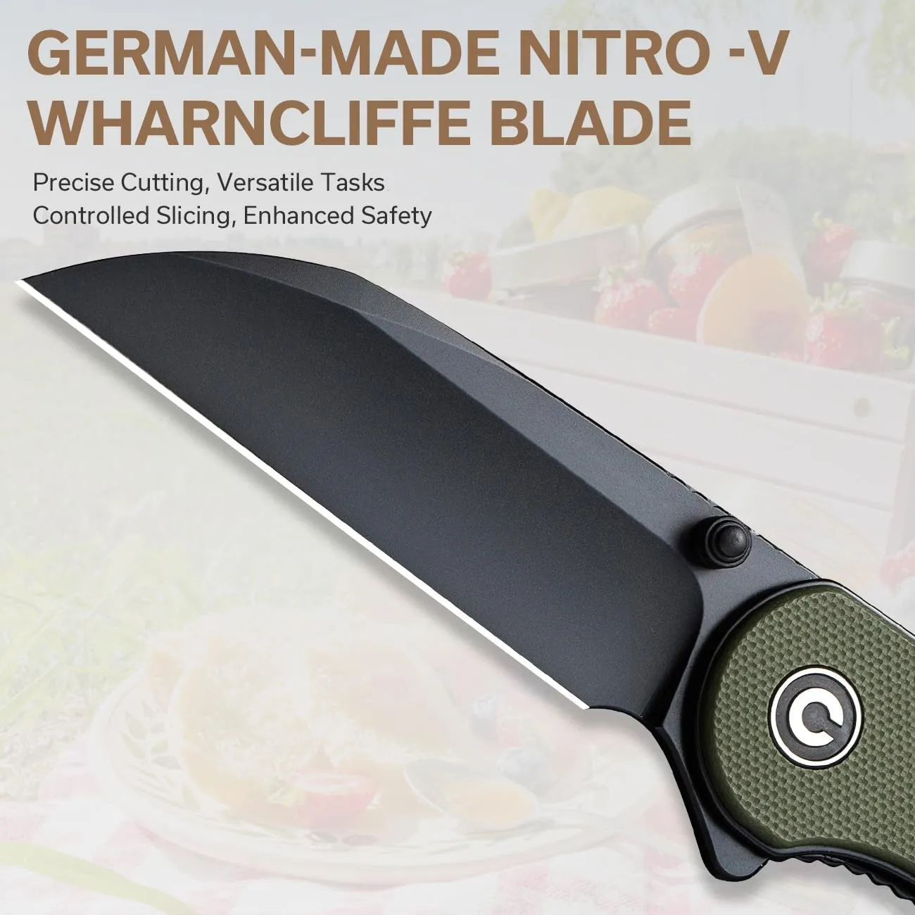 CIVIVI Pocket Knife - Elementum Folding Knife with 2.97'' Nitro-V Wharncliffe Blade G10 Handle, Ideal for Outdoor EDC Gift C18062AF-2
