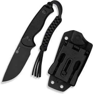 CIVIVI Timberbark Fixed Blade Knife with Kydex Sheath & Clip, 3.2" 14C28N Blade G10 Handle with Lanyard, Ideal EDC Hunting Knife for Outdoor Adventures Camping Hiking C23094-1, Black