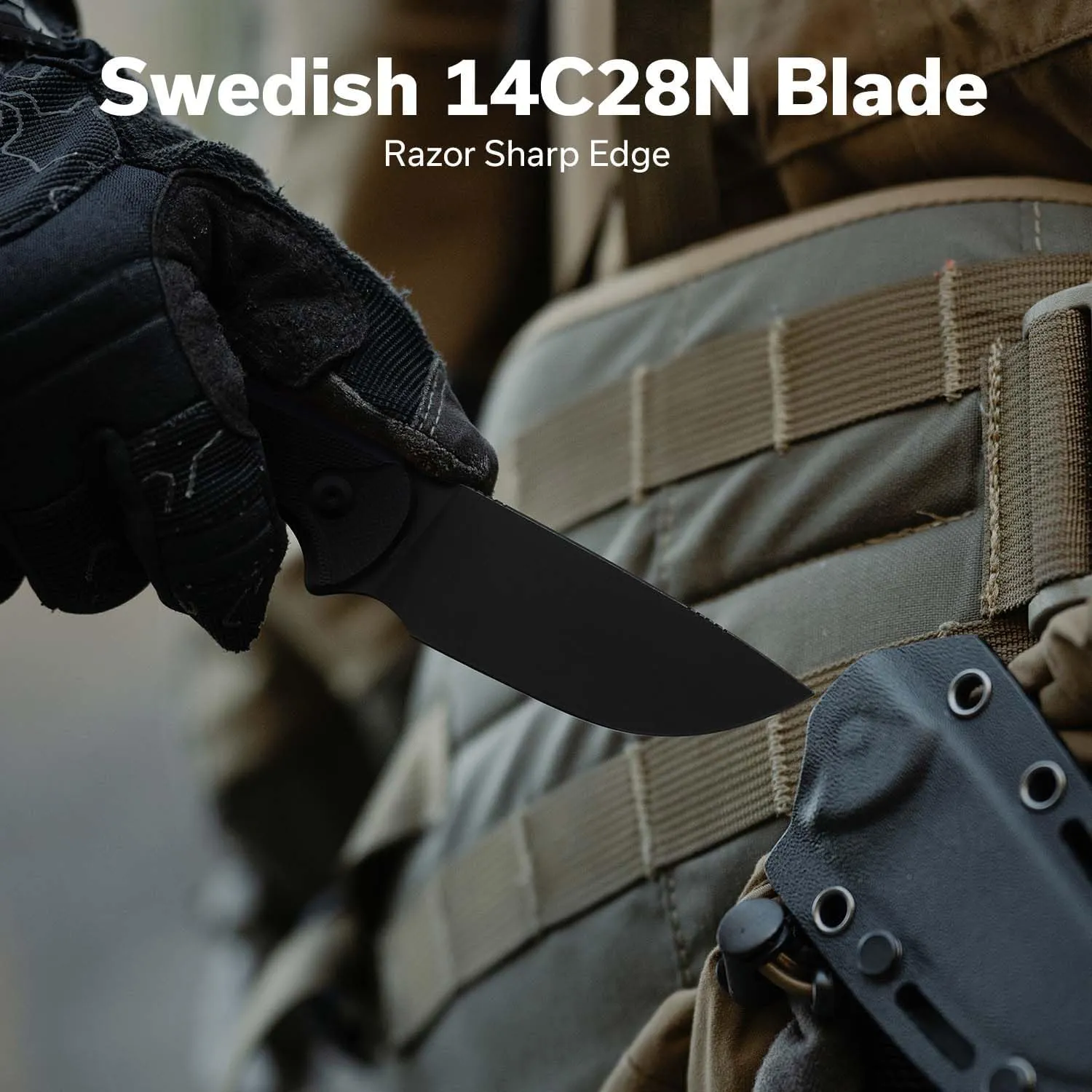 CIVIVI Timberbark Fixed Blade Knife with Kydex Sheath & Clip, 3.2" 14C28N Blade G10 Handle with Lanyard, Ideal EDC Hunting Knife for Outdoor Adventures Camping Hiking C23094-1, Black