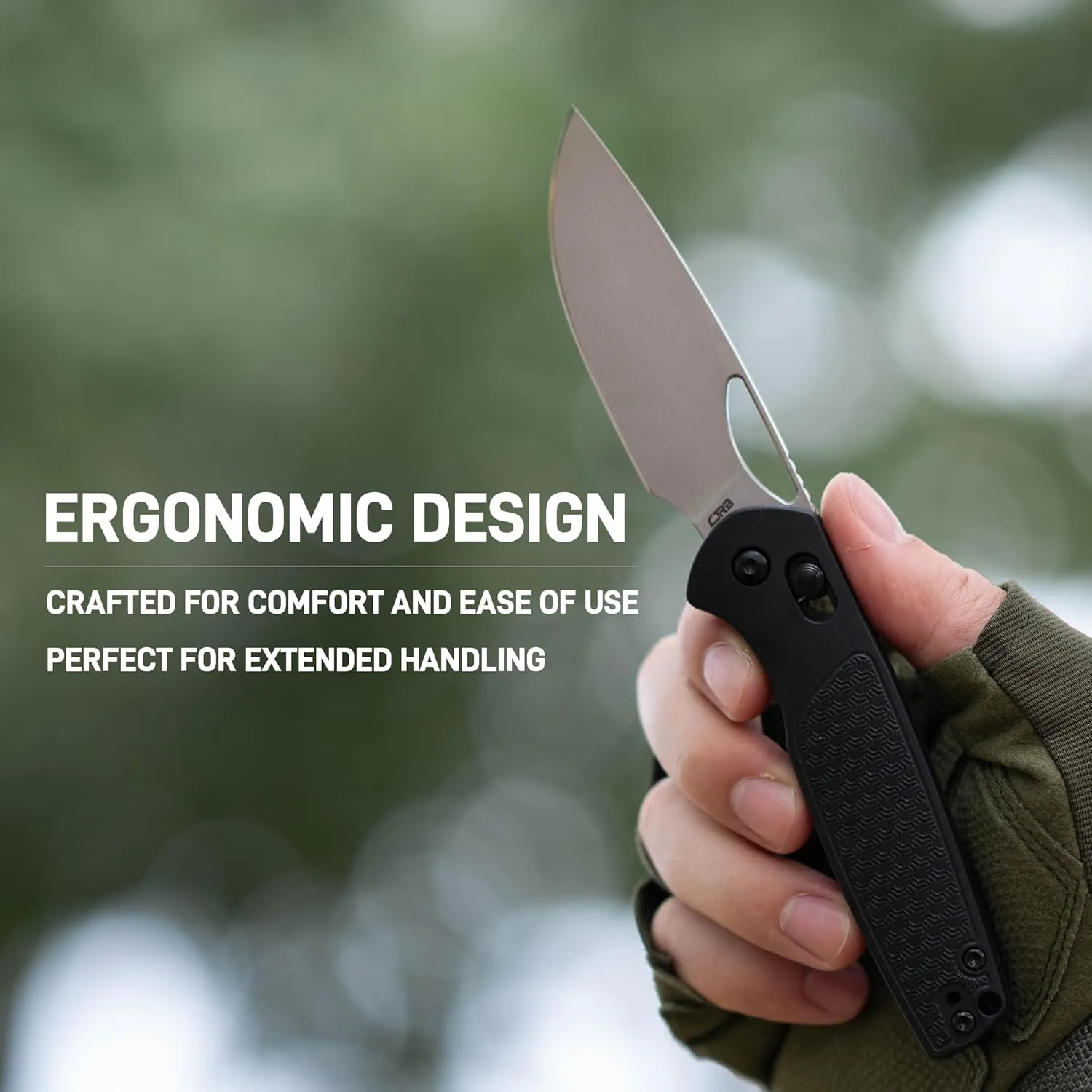 CJRB Acacia Pocket Knife for Men, 3.21'' AR-RPM9 Steel Blade Folding Knife with Clip for Men Women, Sharp Crossbar Lock EDC Knife for Camping Survival Hiking J1952 Black