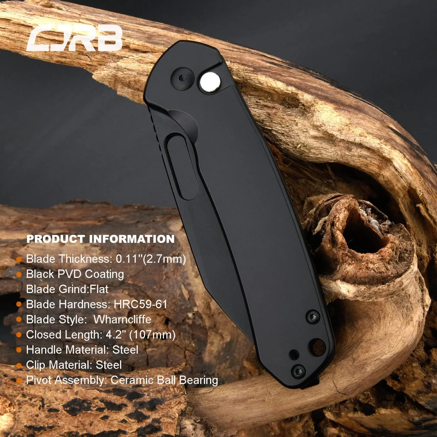 CJRB Pyrite-Alt Folding Pocket Knife, Button Lock Knife with 3.11'' AR-RPM9 Wharncliffe Blade PVD Coating Steel Handle, EDC Knife for Men Women Tactical Outdoor Hiking Gift (J1925A)
