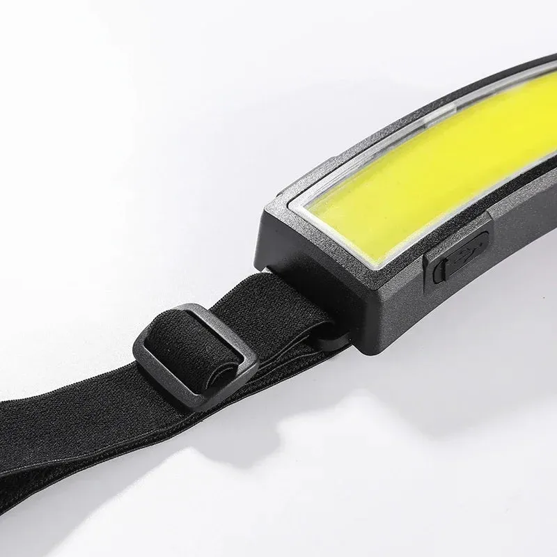 COB LED Rechargeable Headlamp, 3 Modes, USB Charging, Outdoor Camping & Fishing Emergency Light