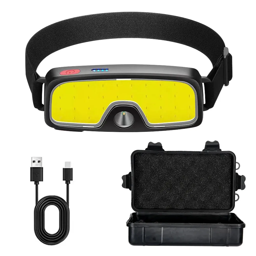 COB LED Rechargeable Headlamp, 3 Modes, USB Charging, Outdoor Camping & Fishing Emergency Light