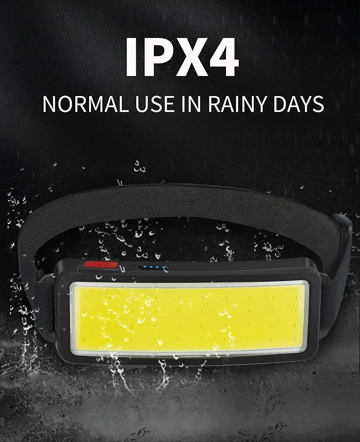COB LED Rechargeable Headlamp, 3 Modes, USB Charging, Outdoor Camping & Fishing Emergency Light