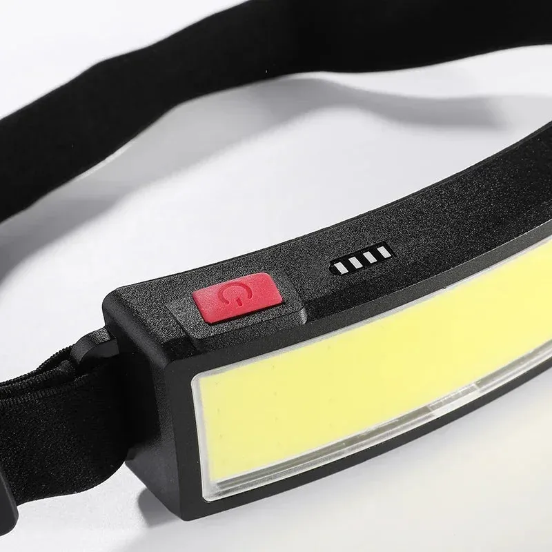 COB LED Rechargeable Headlamp, 3 Modes, USB Charging, Outdoor Camping & Fishing Emergency Light