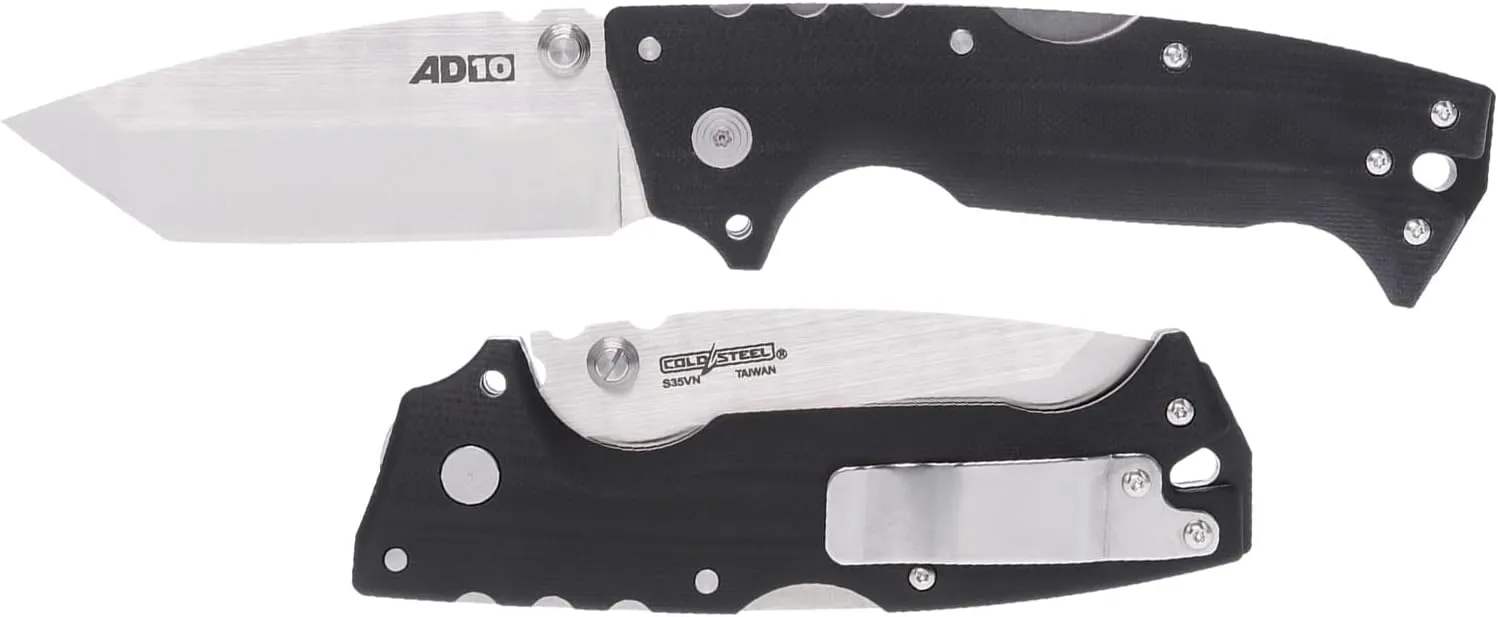 Cold Steel AD-10 3.5" S35VN Steel Ultra-Sharp Blade 5.25" G-10 Handle Tactical Folding Knife with Tri-Ad Locking Mechanism