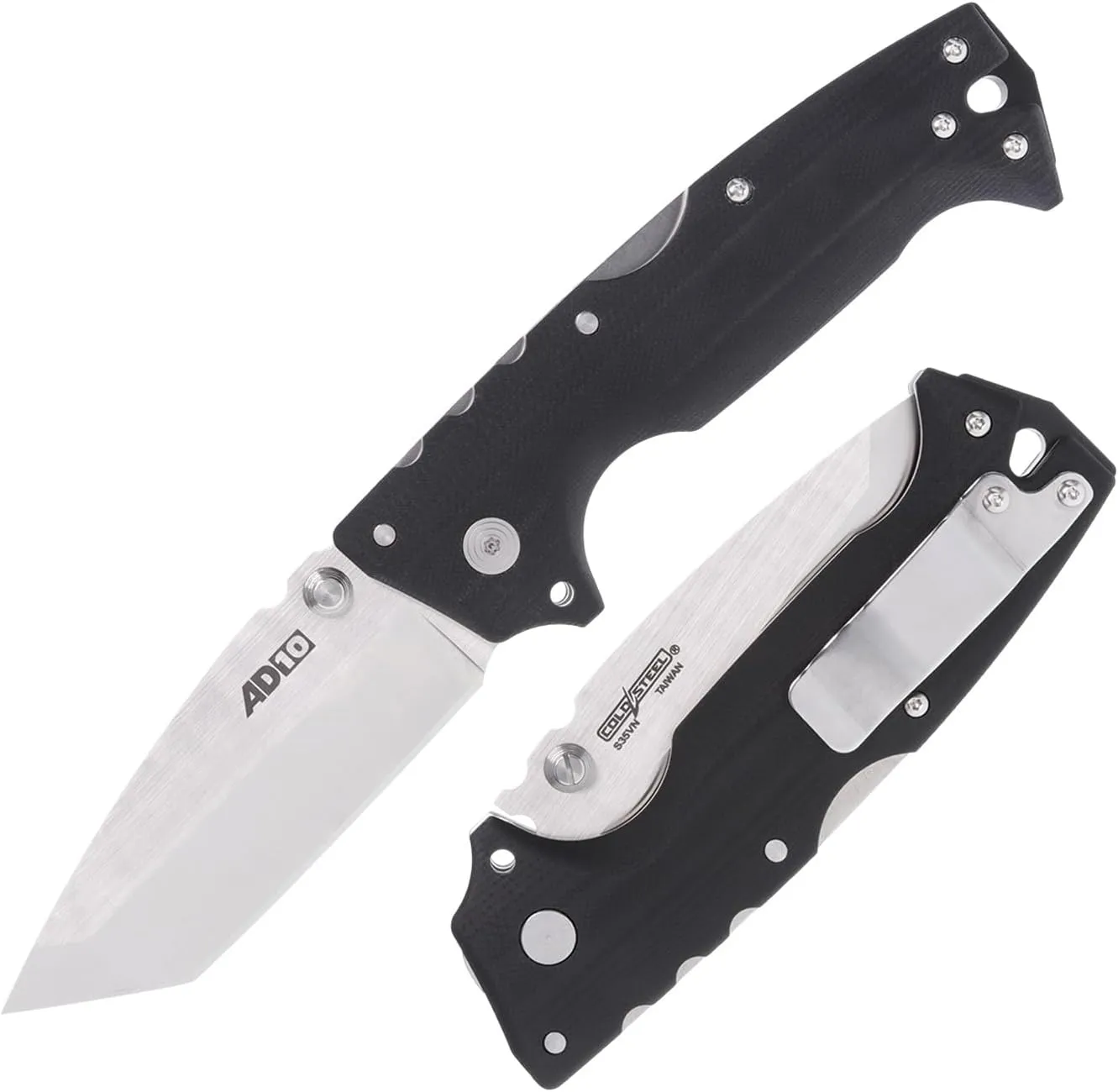 Cold Steel AD-10 3.5" S35VN Steel Ultra-Sharp Blade 5.25" G-10 Handle Tactical Folding Knife with Tri-Ad Locking Mechanism