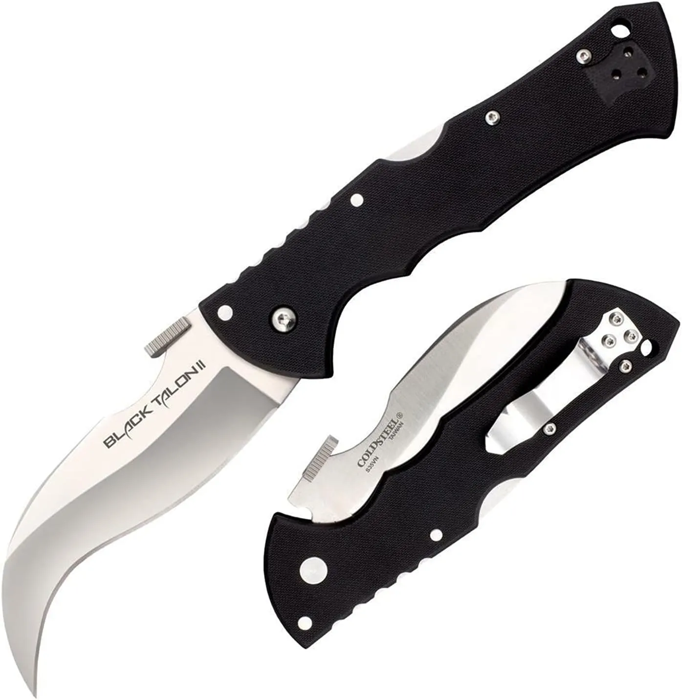 Cold Steel Black Talon ll 4" S35VN Razor-Sharp Blade 5.5" G-10 Handle Tactical Folding Knife w/Tri-Ad Lock, Ambidextrous Pocket/Belt Clip