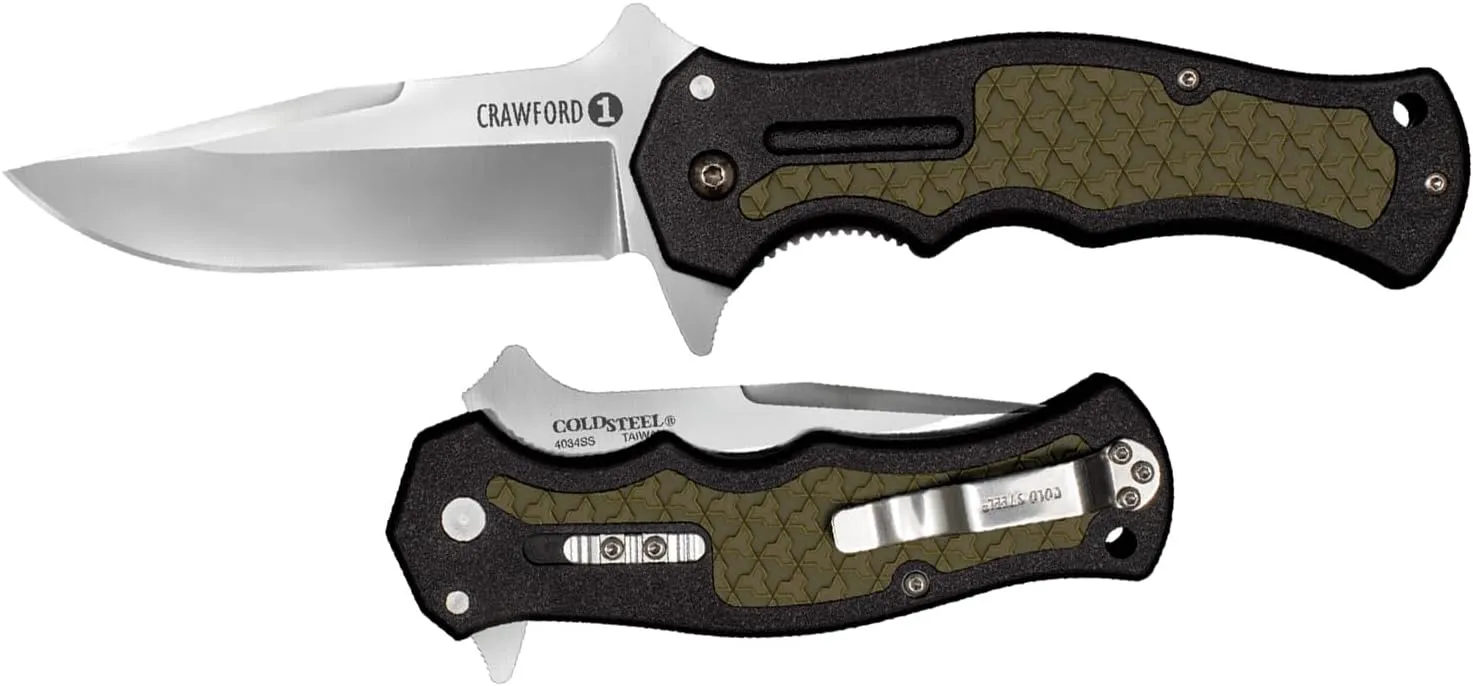 Cold Steel Crawford Model 1 3.5" 4034SS Clip Point Blade 4.875" Zy-Ex Handle Tactical Folding Knife with Spring Leaf Lock