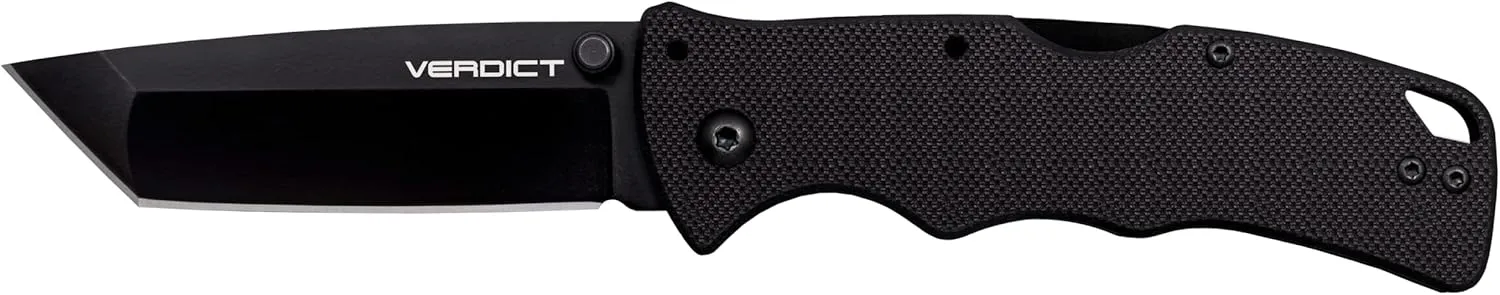 Cold Steel Verdict 3" AUS10A Tanto Point Blade 4.25" G-10 Black Handle Everyday Carry Tactical Folding Knife with Tri-Ad Lock