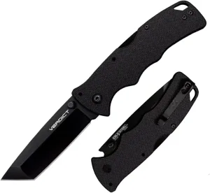 Cold Steel Verdict 3" AUS10A Tanto Point Blade 4.25" G-10 Black Handle Everyday Carry Tactical Folding Knife with Tri-Ad Lock