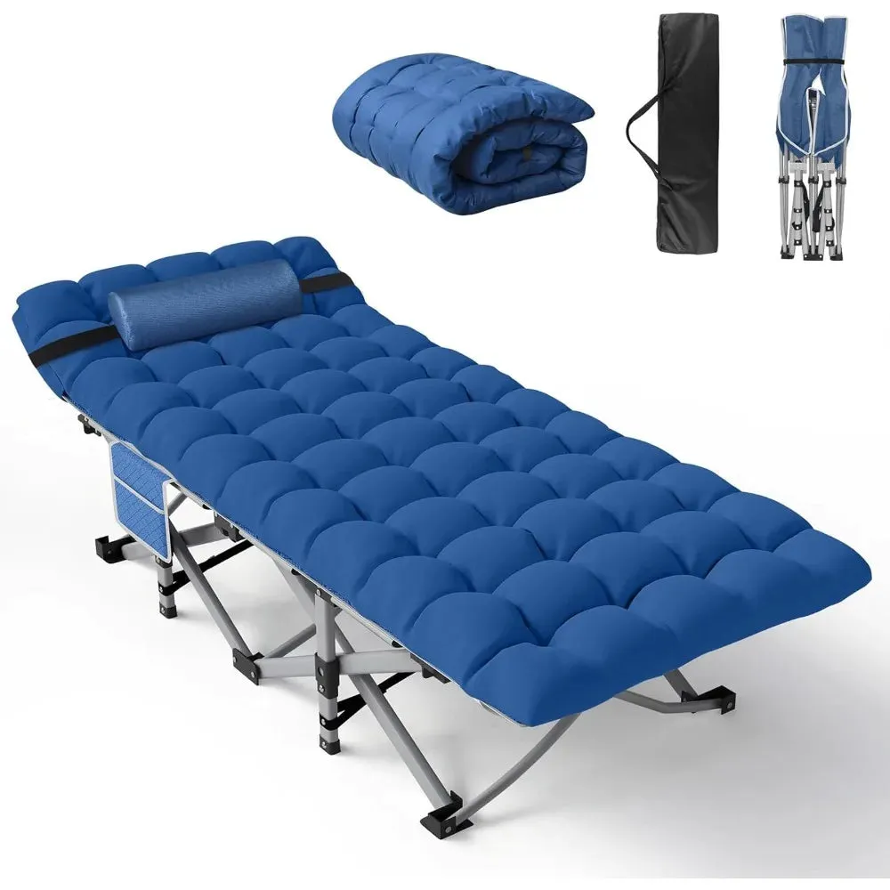 Comfortable Camping Cot with Pillow and Carry Bag