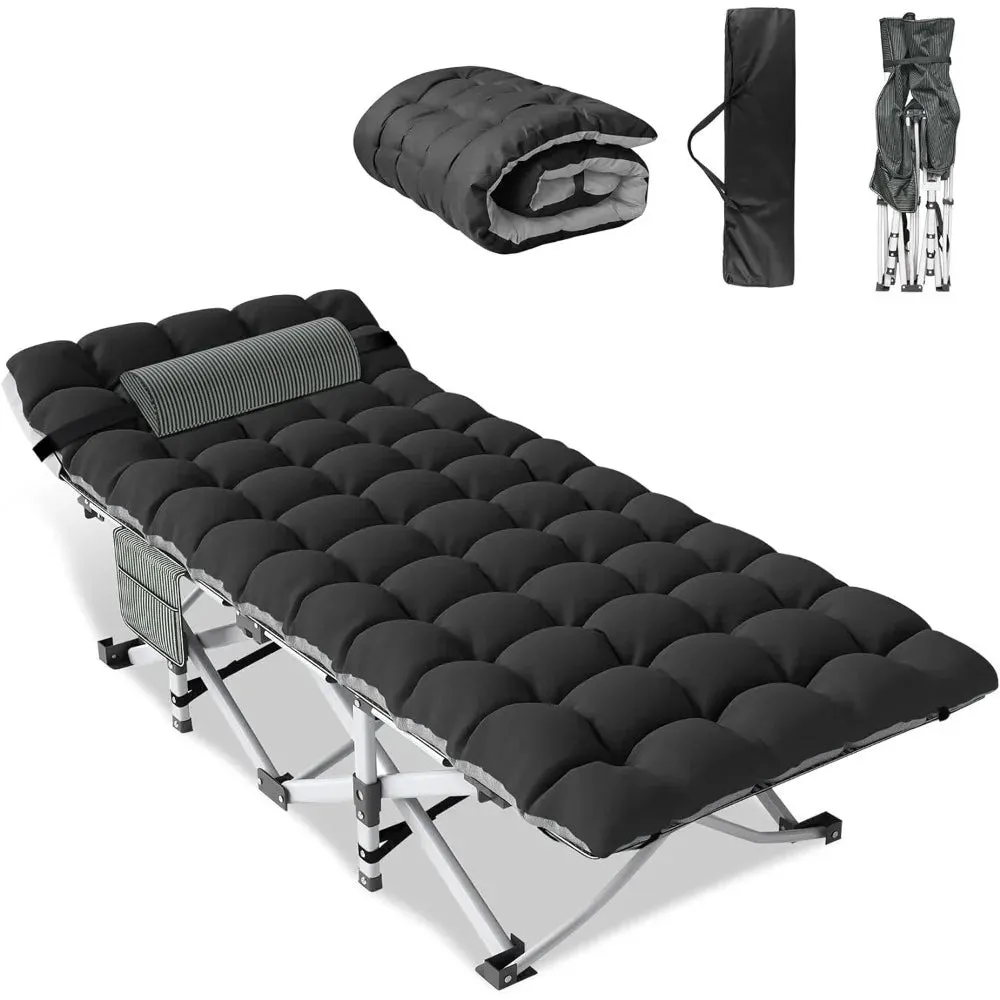 Comfortable Camping Cot with Pillow and Carry Bag