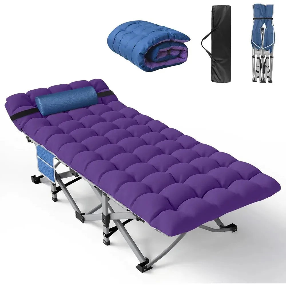 Comfortable Camping Cot with Pillow and Carry Bag