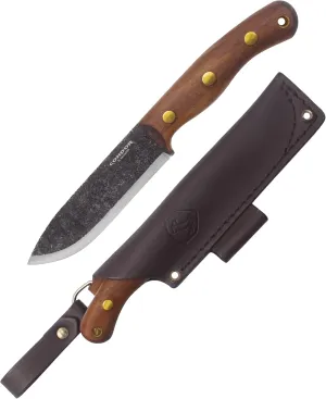 Condor Tool & Knife Bisonte Bushcraft Knife - 1095 High Carbon Steel - Hand Crafted Welted Leather Sheath - 4.7in Blade - 3mm Thick - 9.5oz