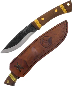 Condor Tool & Knife Large Huron Bushcraft Knife - 1095 High-Carbon Steel Blade - Full-Tang Construction - Ergonomic Walnut Handle - Handcrafted Leather Sheath - Ideal for Bushcraft, Camping & Survival