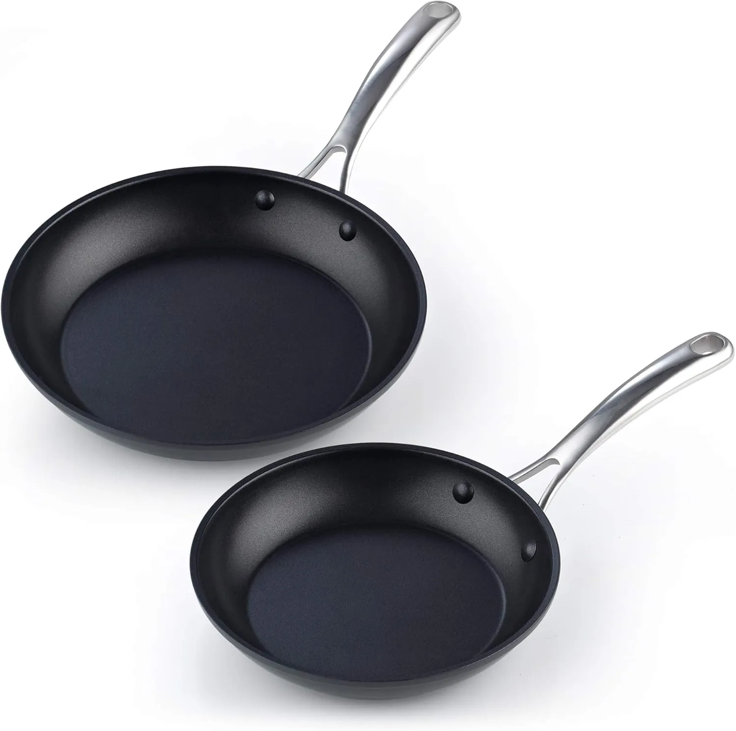 Cooks Standard Frying Omelet Pan Set, 2-Piece Classic Hard Anodized Nonstick 8-Inch/10.5-Inch Saute Skillet Egg Pan, Black