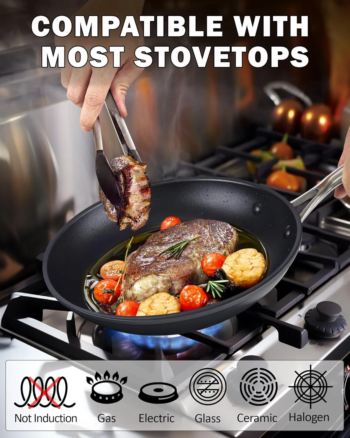 Cooks Standard Frying Omelet Pan Set, 2-Piece Classic Hard Anodized Nonstick 8-Inch/10.5-Inch Saute Skillet Egg Pan, Black