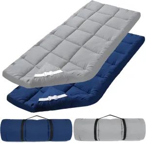 Cot Mattress Topper (Improved Thickness), Quilted Cot Pads for Camping 2 Pack, Sleeping Cot Mattress Pad Only, Camping Mattress Pad 75"x30" for Camp Cot/Rv Bunk/Narrow Twin Beds, Navy & Grey